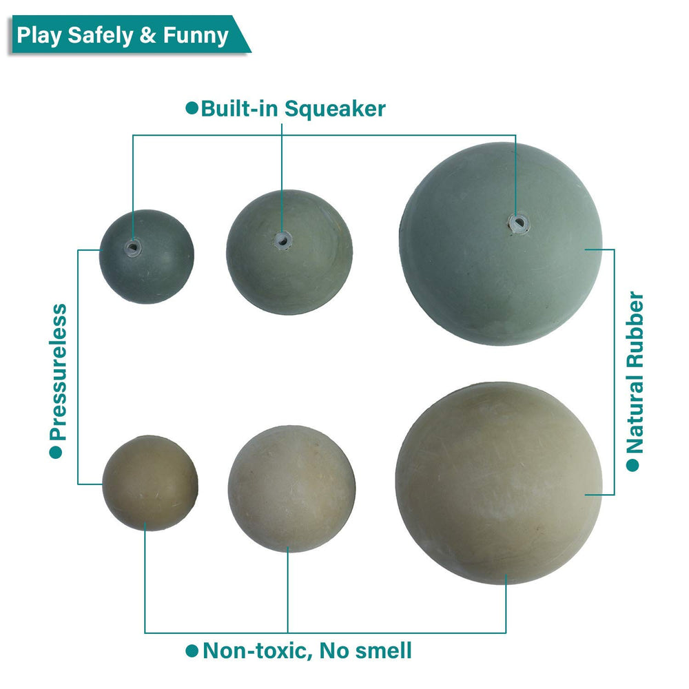 AMA SPORT 2 inch squeaky balls provide safe soft bounce for small breeds
