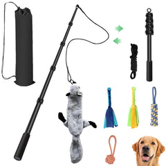 AmaCielo Flirt Pole shows durable aluminum construction for long-lasting dog play sessions.