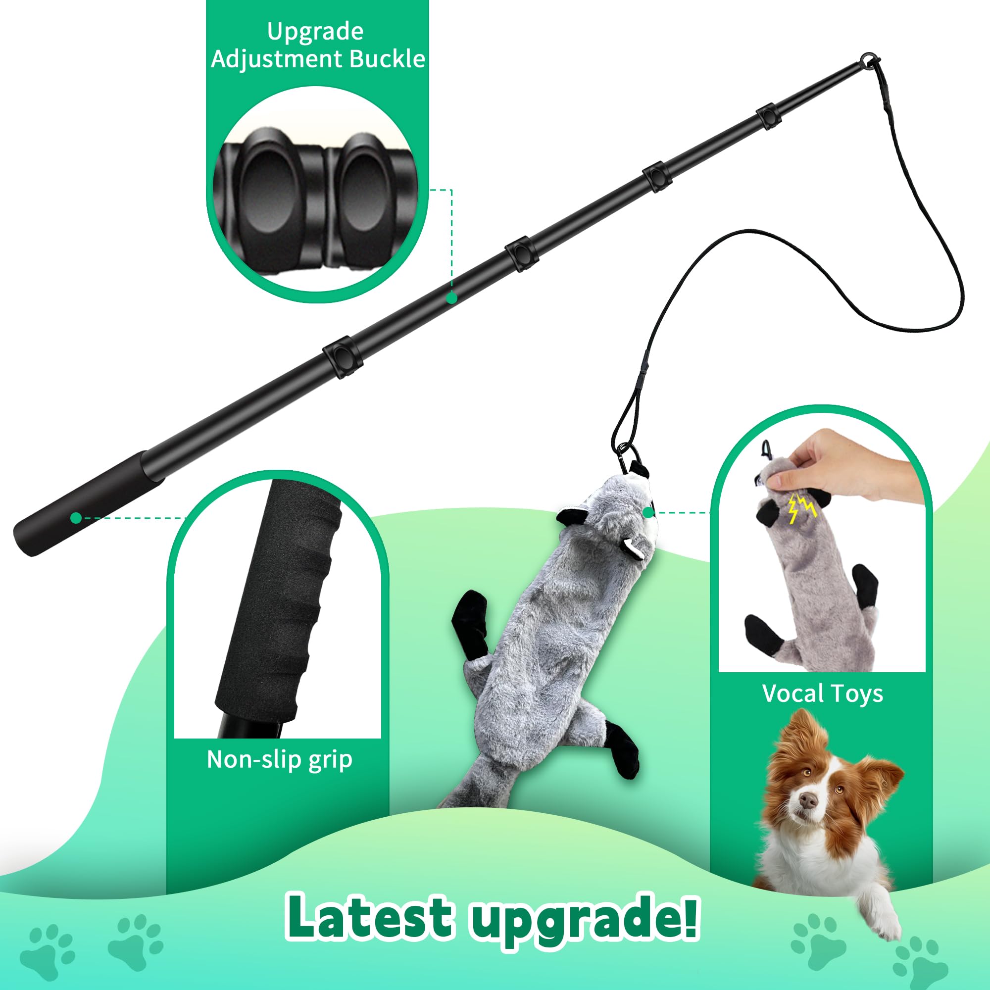 Retractable AmaCielo Flirt Pole extends to 59 inches for flexible outdoor exercise.