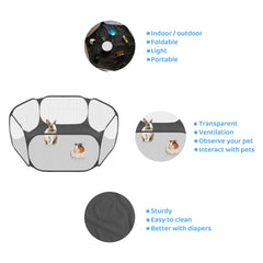 Amakunft playpen folded compact for easy transport and storage.