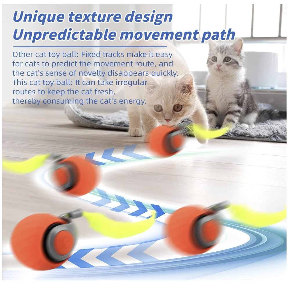 AMATFFUG Speediest Tail 2.0 cat toy ball with adjustable speed for different cat personalities