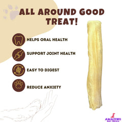 Amazing Dog Treats beef cheek roll closeup demonstrates lean protein and chew longevity.