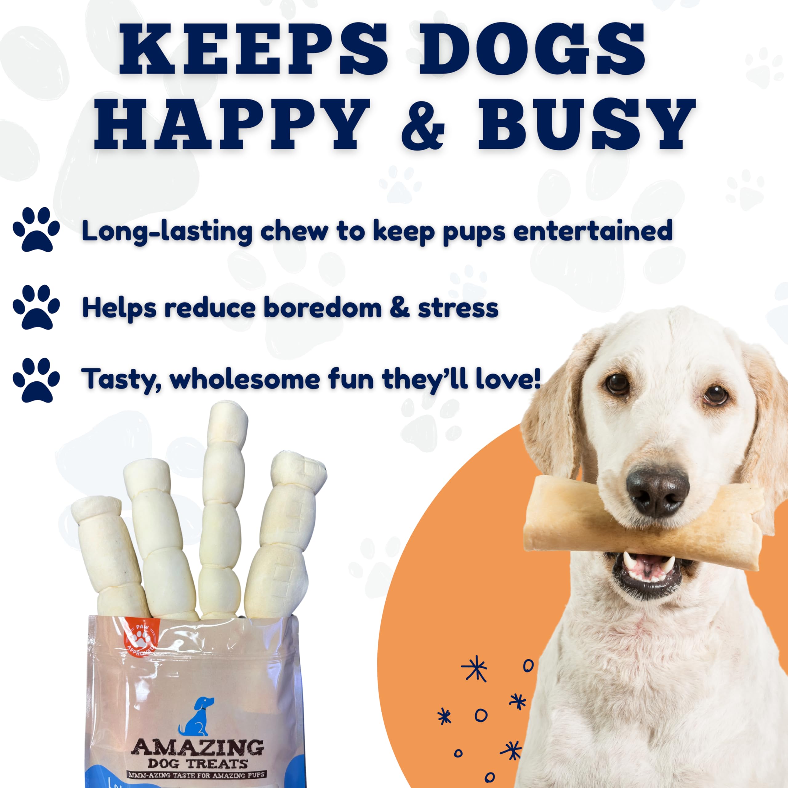 Amazing Dog Treats beef cheek rolls long-lasting chew suited for power chewers.