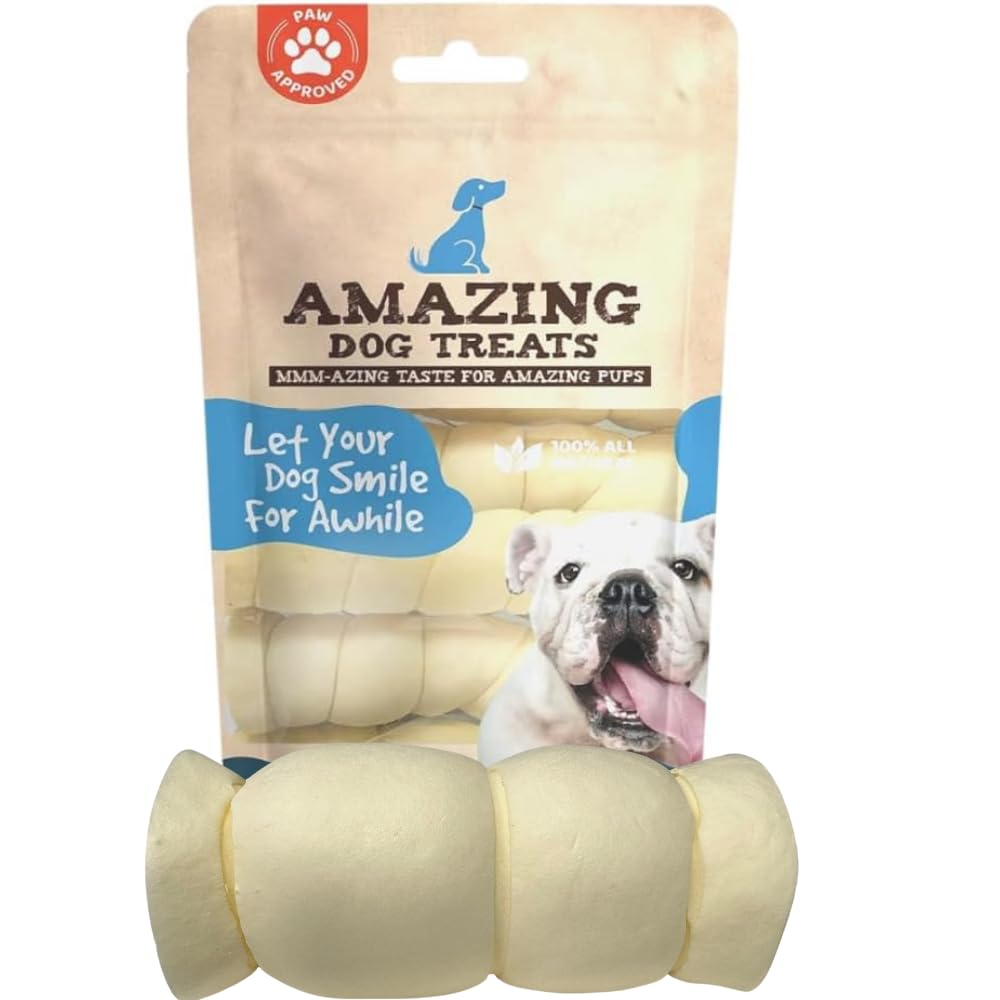 Amazing Dog Treats beef cheek rolls mega thick 5-6 inch four-pack for long-lasting chews