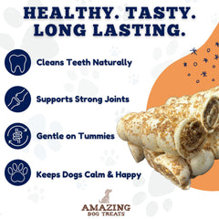 Amazing Dog Treats Beef Cheek Rolls Mega Thick dental-focused texture supports gum health.