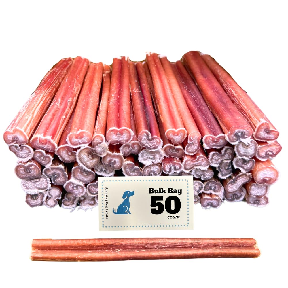 Amazing Dog Treats bully-stick 6inch pack front promotes long-lasting chewing for dogs.