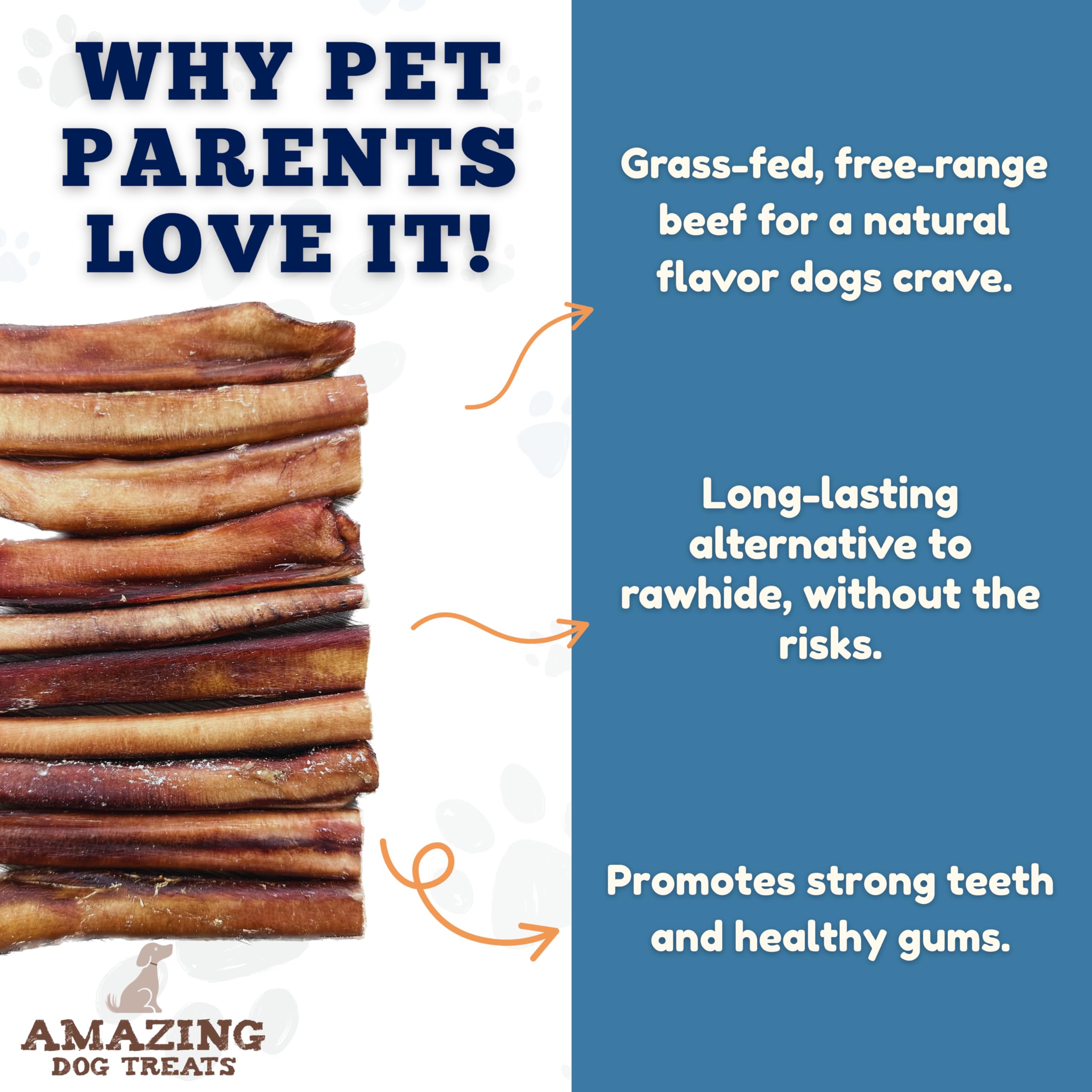 Amazing Dog Treats bully sticks 6-inch close-up texture reveals dense, natural chew for dental-friendly chewing.