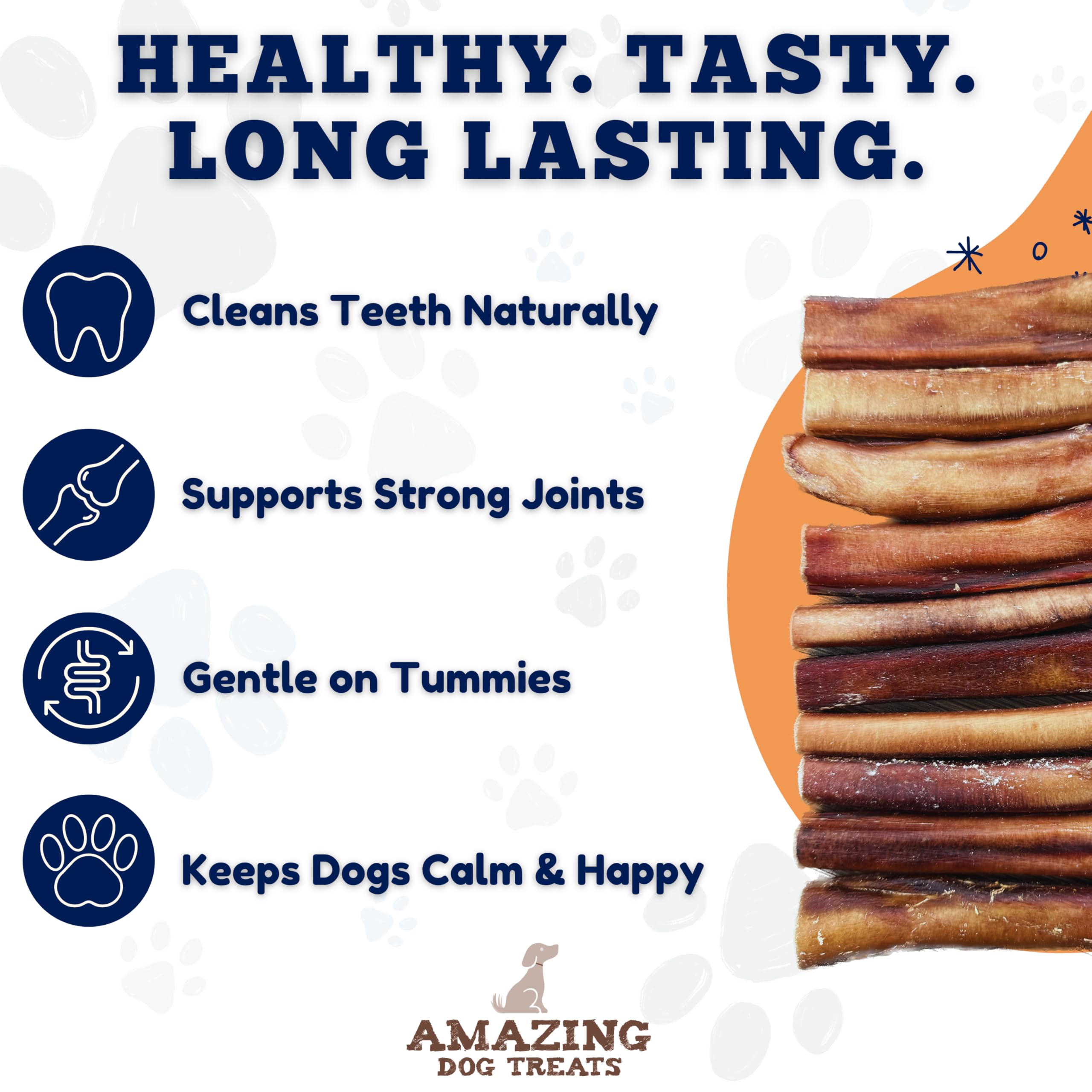 Amazing Dog Treats bully sticks 6-inch packaging detail showcases premium sourcing and quality.