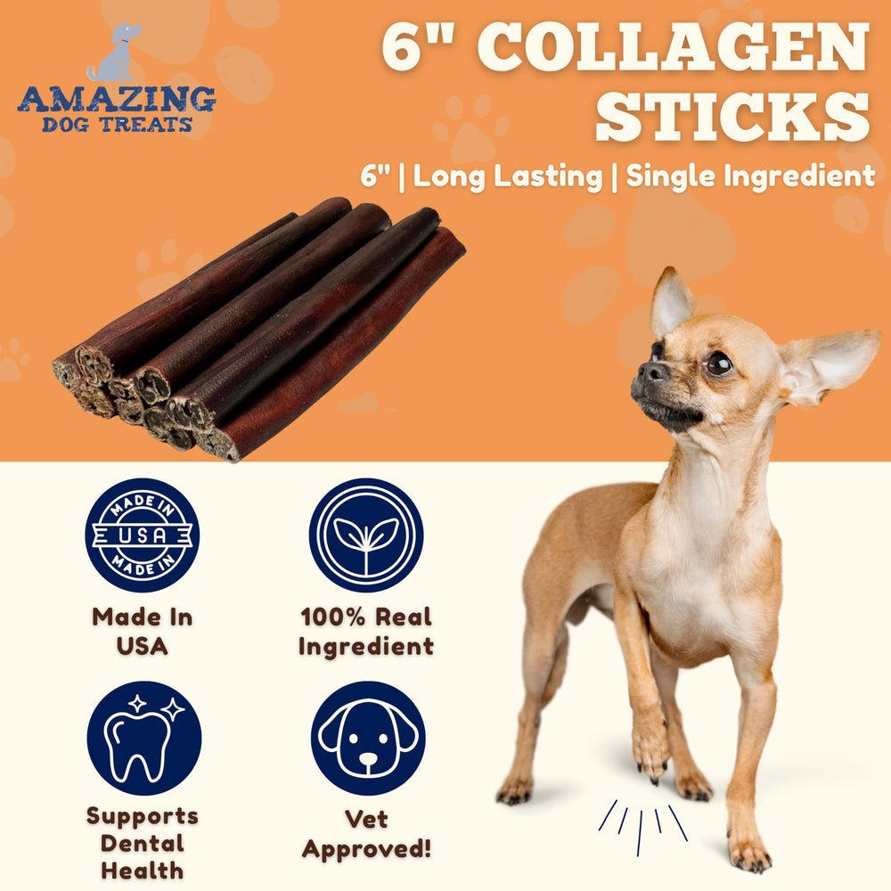 Amazing Dog Treats collagen stick dog-chew closeup highlights a protein-rich bite for joints.