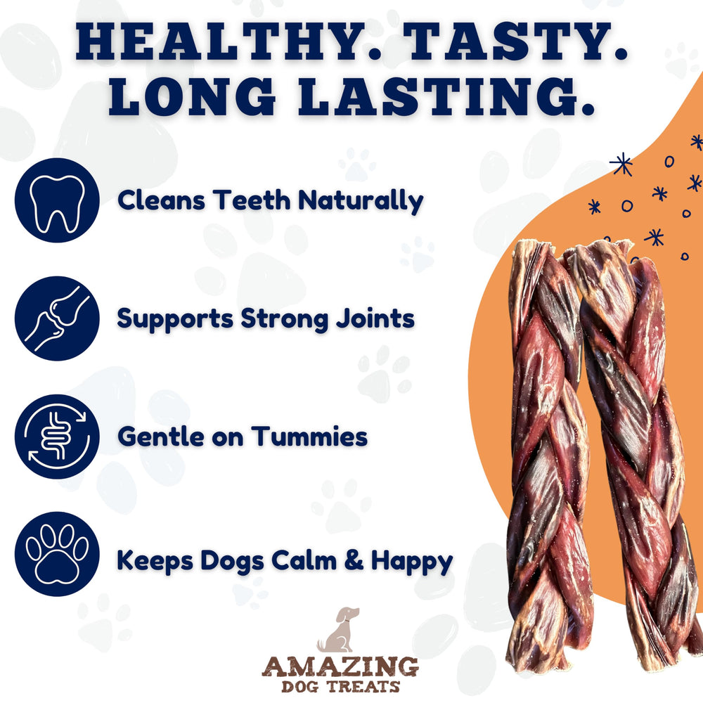 Amazing Dog Treats dog-chewing braided gullet, dental-friendly texture that helps mouth engagement