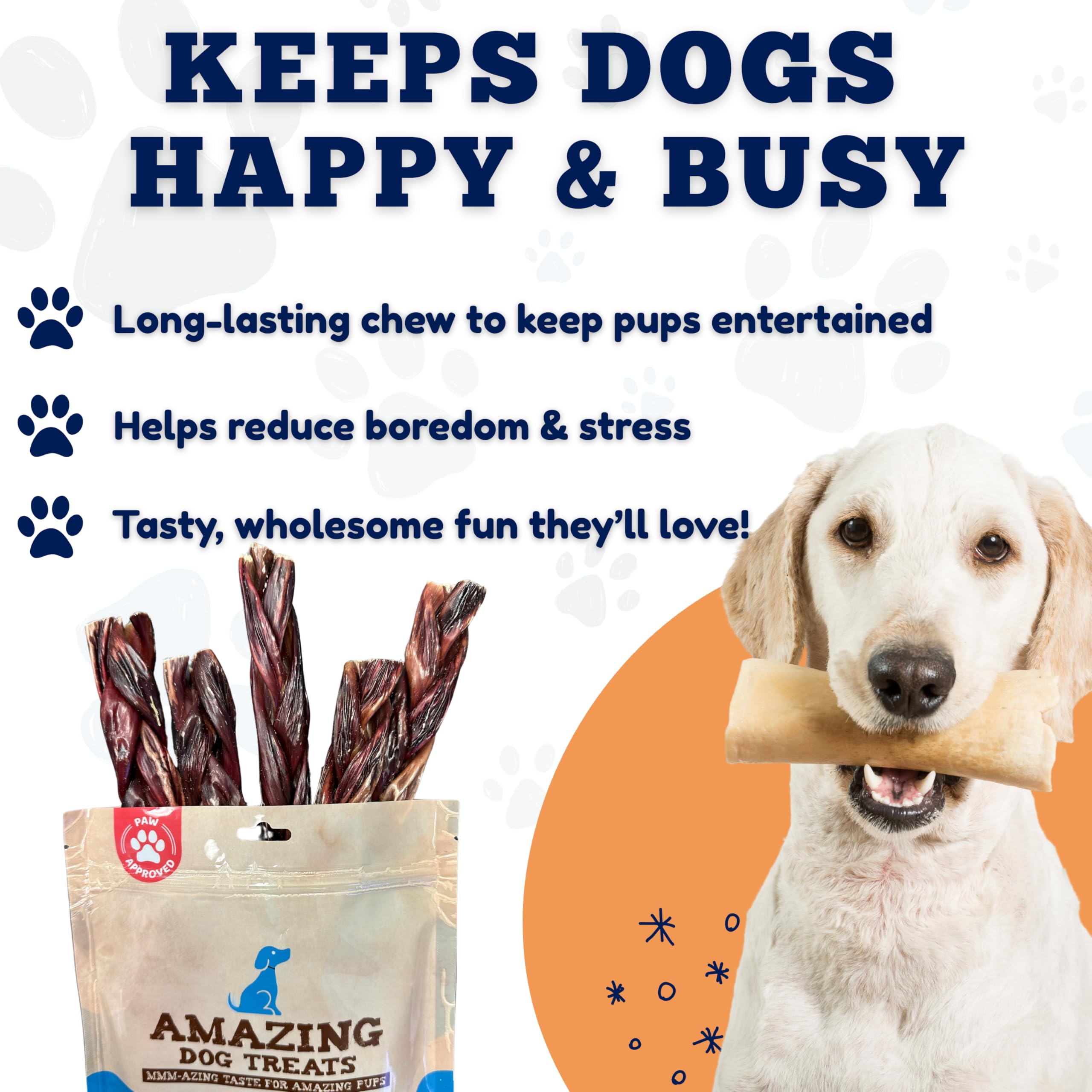 Amazing Dog Treats free-range-sourcing banner, responsibly sourced chew that dogs may enjoy during play