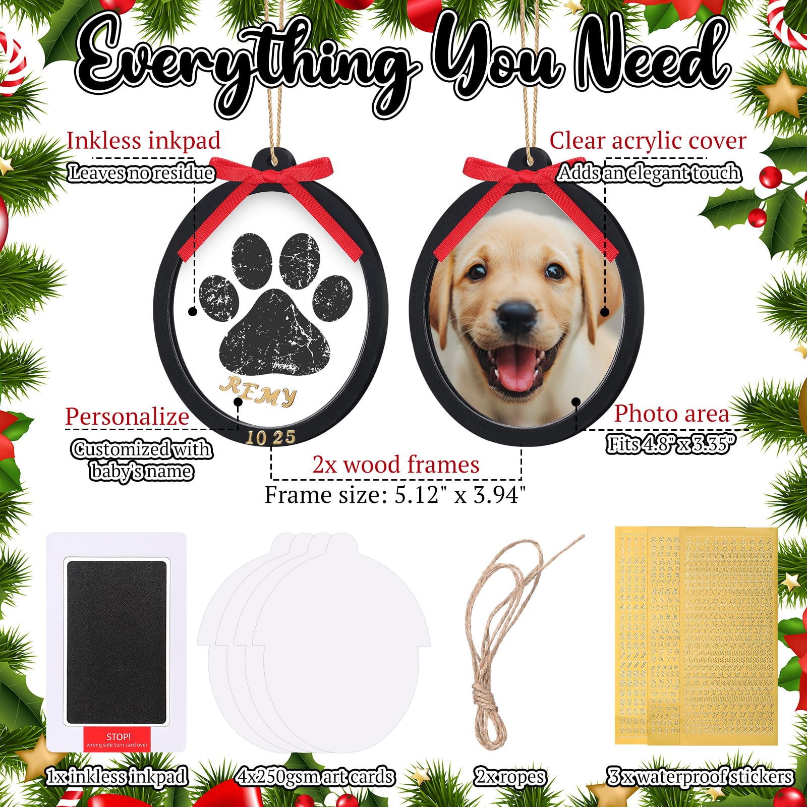 AmazingSpark two-sided photo frame displays paw prints and pet photos