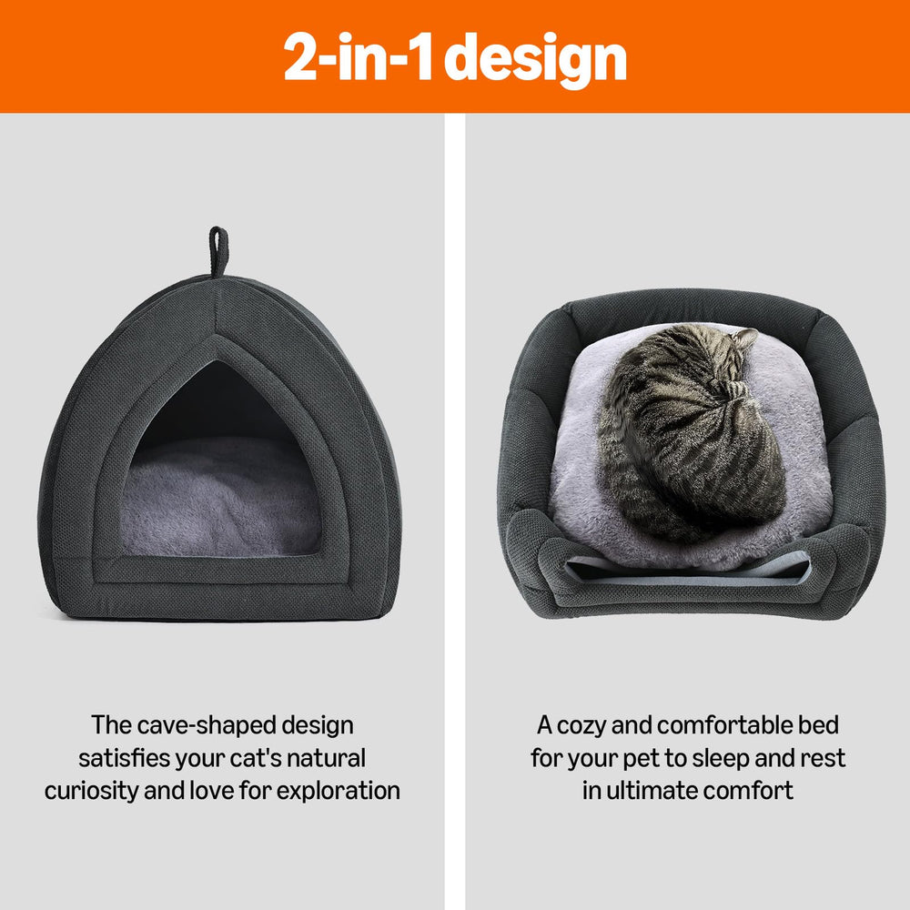 Amazon Basics cat cave bed indoor cat house creates a private warm retreat at home.