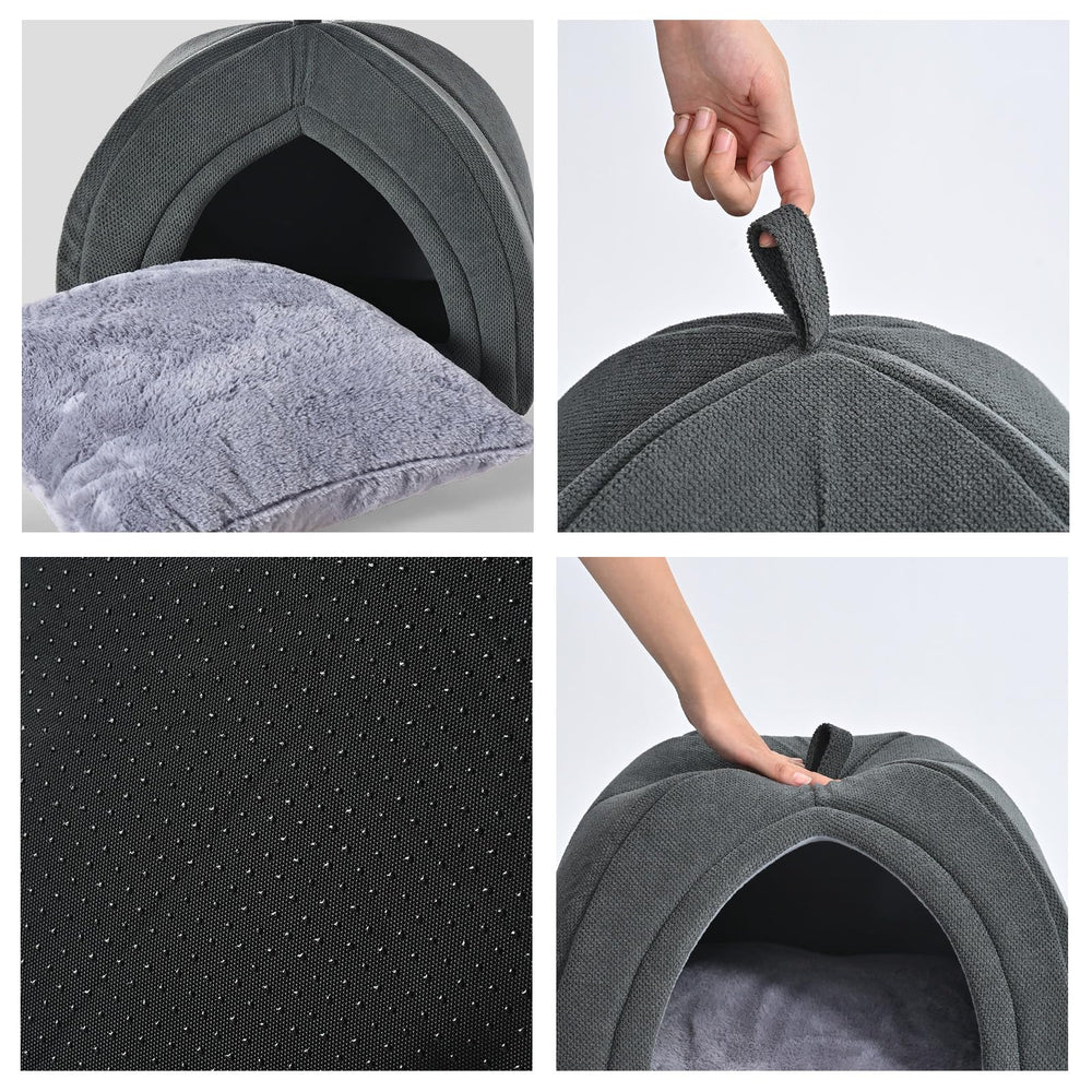 Amazon Basics Cat Cave Bed open rest area inviting cozy naps.