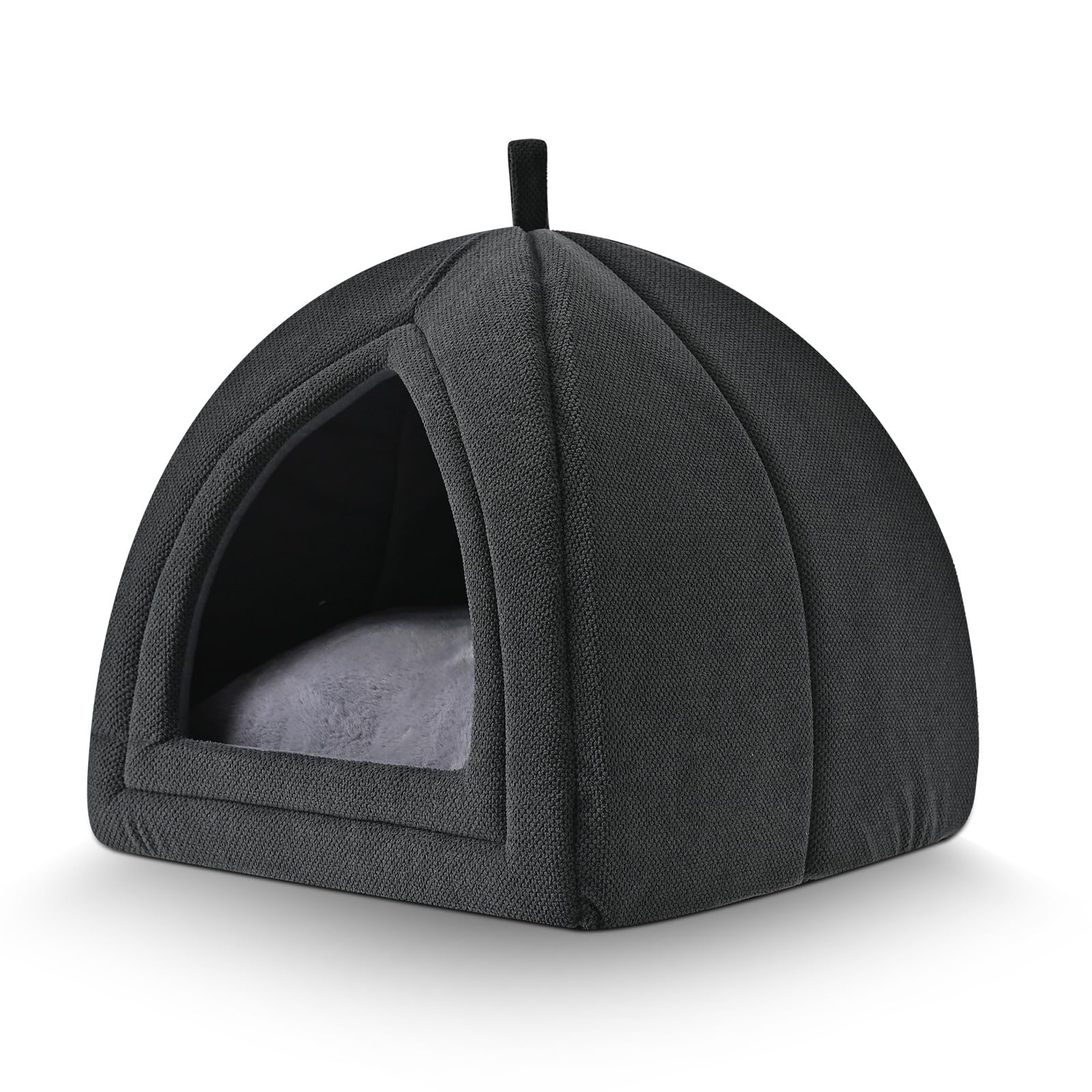 Amazon Basics cat cave bed with open resting area offers versatile comfort for daytime lounging.