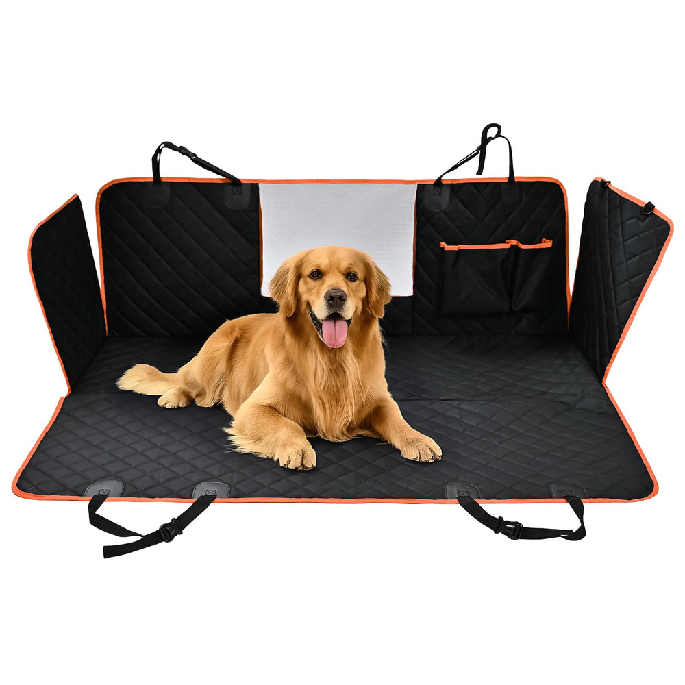 Amazon Basics dog car seat cover with nonslip backing anchors the seat for steadier trips