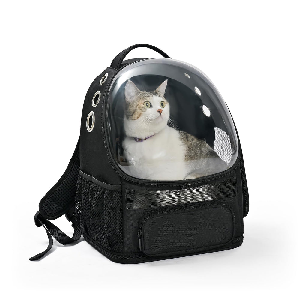 Amazon Basics pet carrier backpack full view for easy travel with small cats or dogs