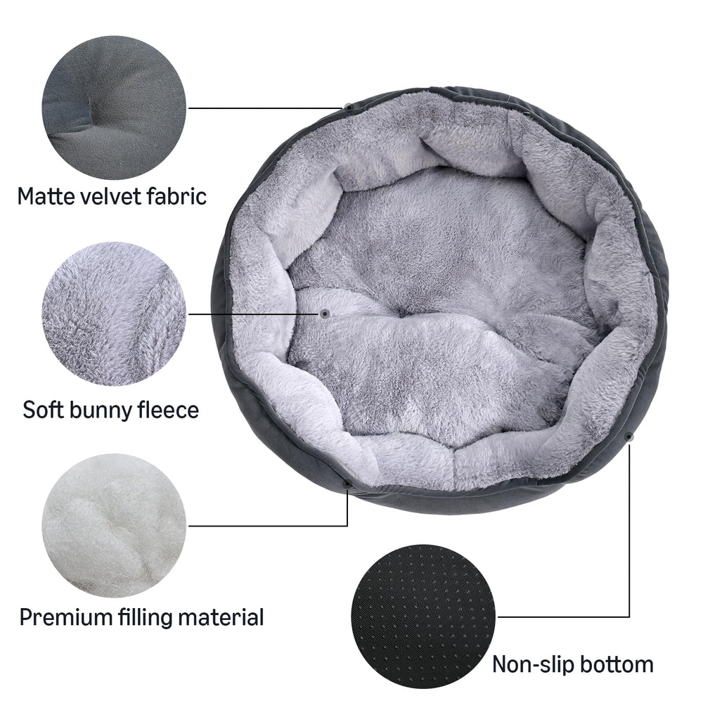 Amazon Basics round dog bed anti-slip bottom view for stable placement