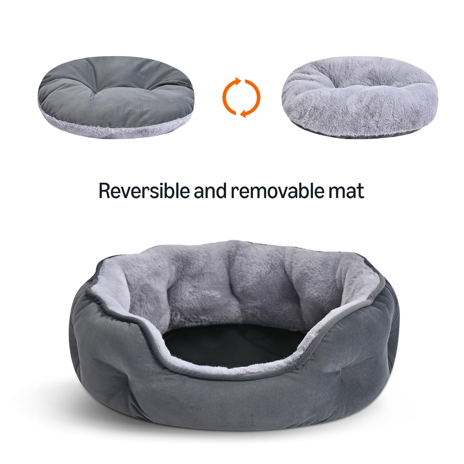 Amazon Basics round dog bed raised bolster edges for head and neck support