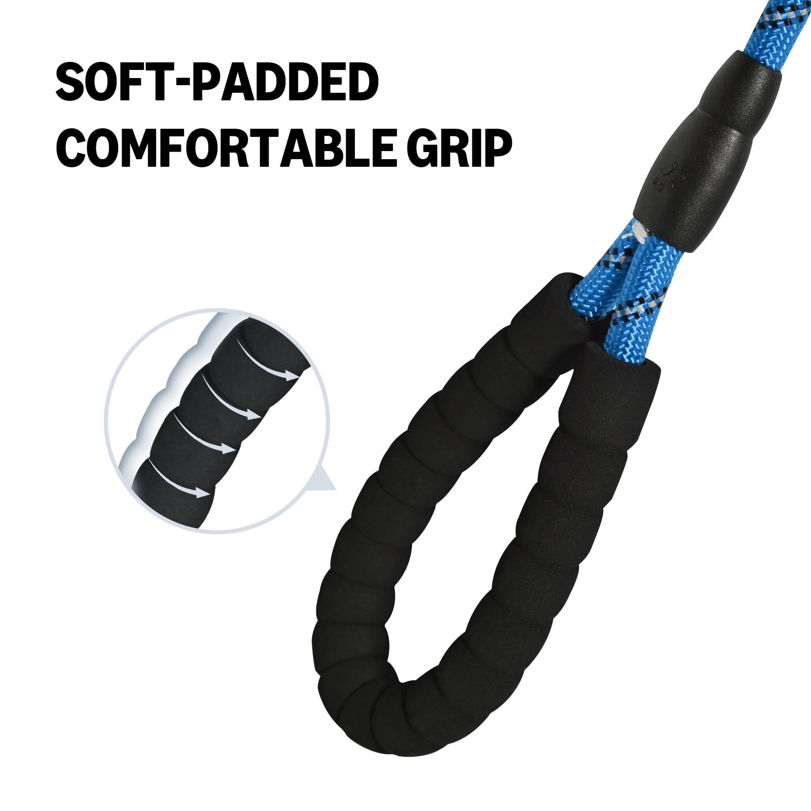 Amazon Basics round dog leash blue 4ft clasp highlights secure attachment