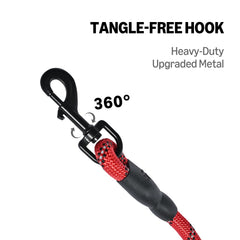 Amazon Basics heavy-duty rope leash with secure clasp red for reliable outdoor adventures.