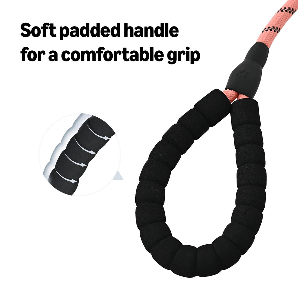 Amazon Basics round dog leash pink features a secure clasp for reliable collar attachment