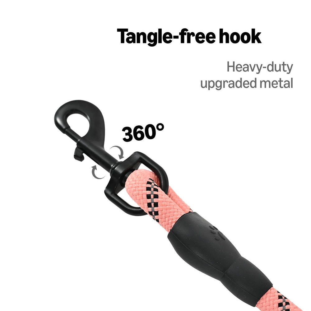 Amazon Basics round dog leash pink highlights soft grip handle for comfortable extended walks