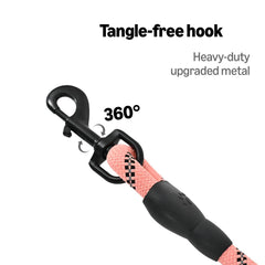 Amazon Basics round dog leash pink highlights soft grip handle for comfortable extended walks