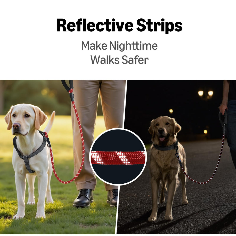 Amazon Basics round leash suitable for training and jogging with dogs of all sizes.