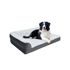Amazon Basics L-Shaped Dog Bed front view highlighting comfortable, joint-friendly support for naps.