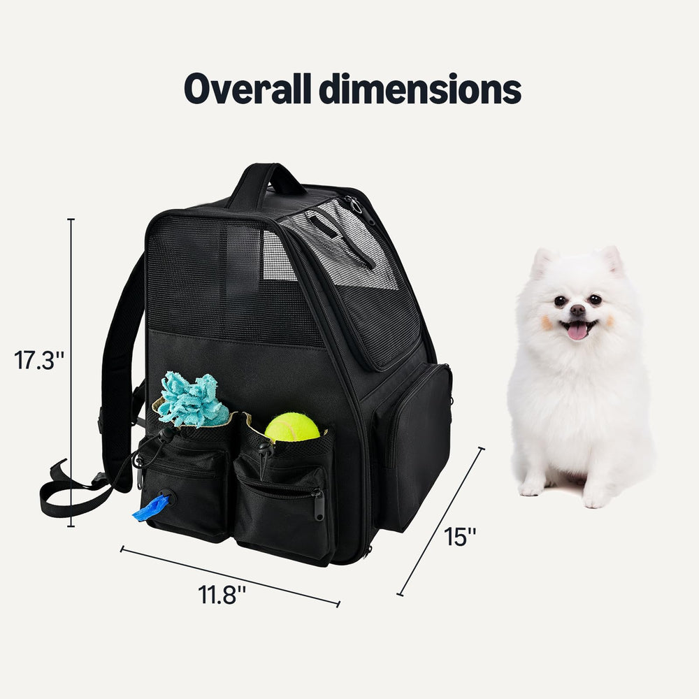 Amazon Basics pet backpack side mesh panel showing airflow and visibility.