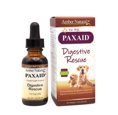 Amber NaturalZ Paxaid bottle front view for dogs highlighting digestive support.