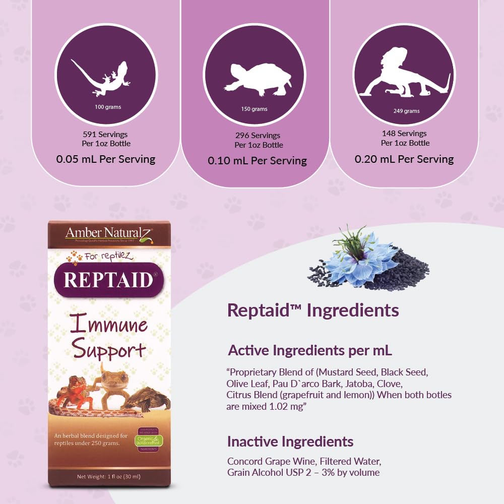 AMBER NATURALZ Reptaid herbal blend ingredients like mustard seed offer natural immune support.