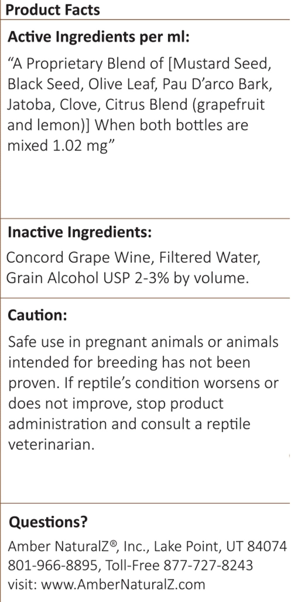 AMBER NATURALZ Reptaid USA-made badge underscores domestic manufacturing quality.