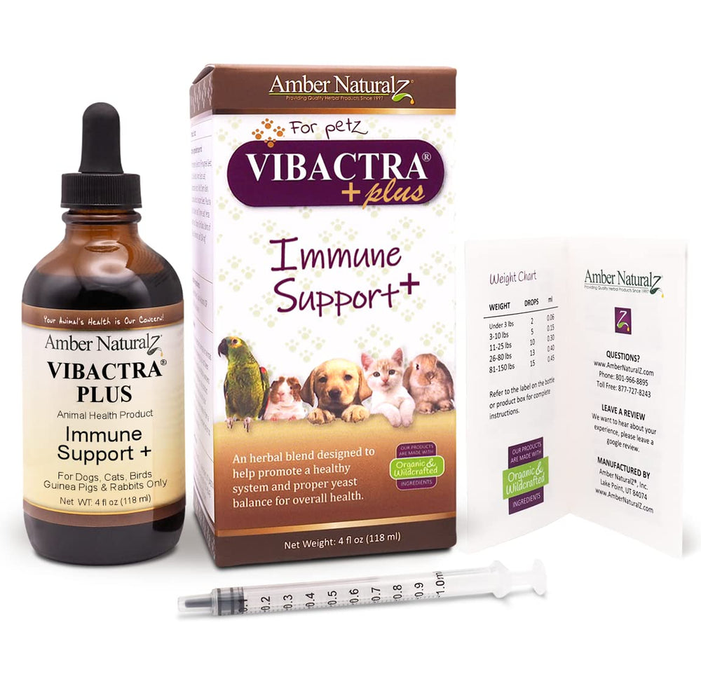 Amber NaturalZ Vibactra Plus drops added to water for easy administration