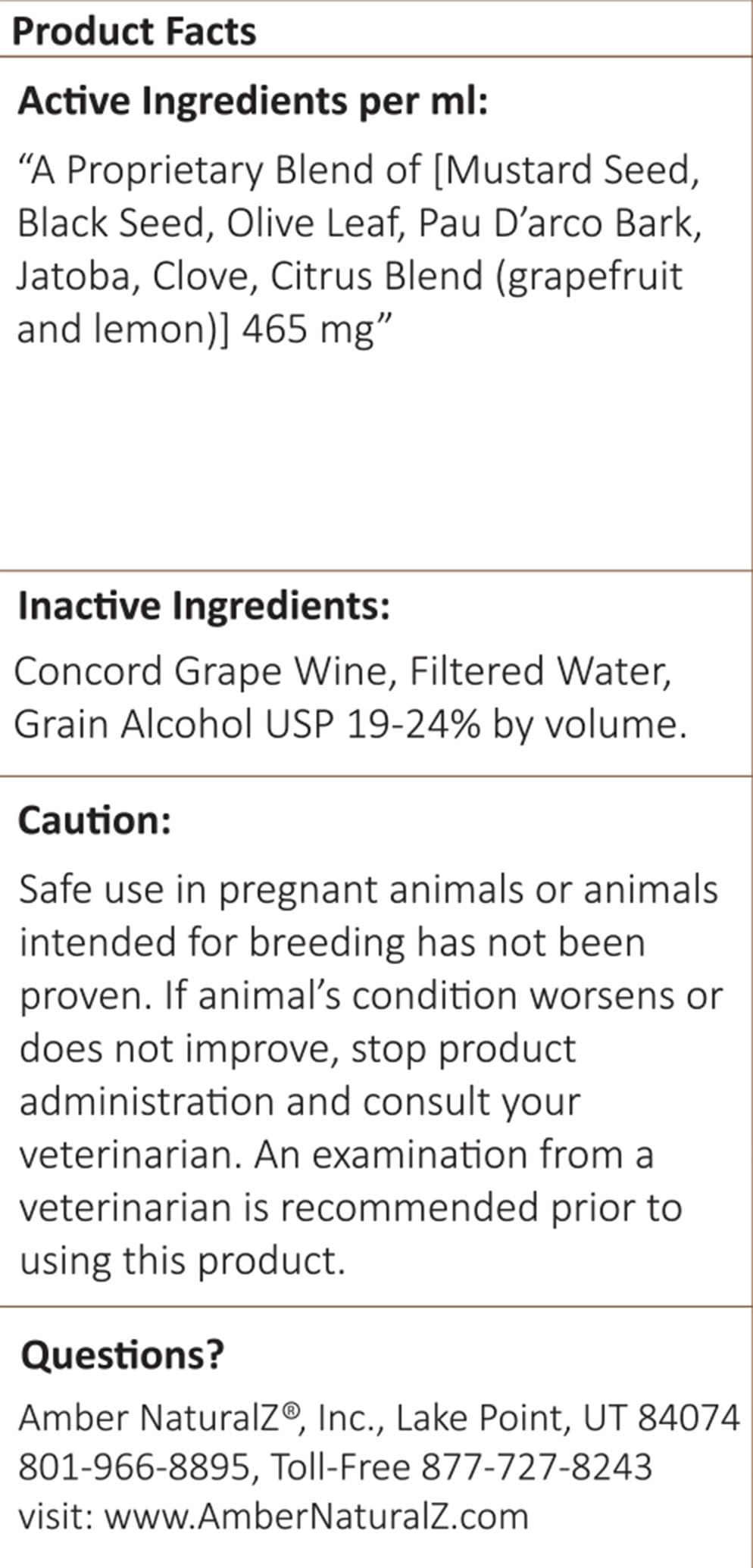 AMBER NATURALZ Vibactra Plus bottle and dropper facilitate at-home routines for dogs, cats, birds.