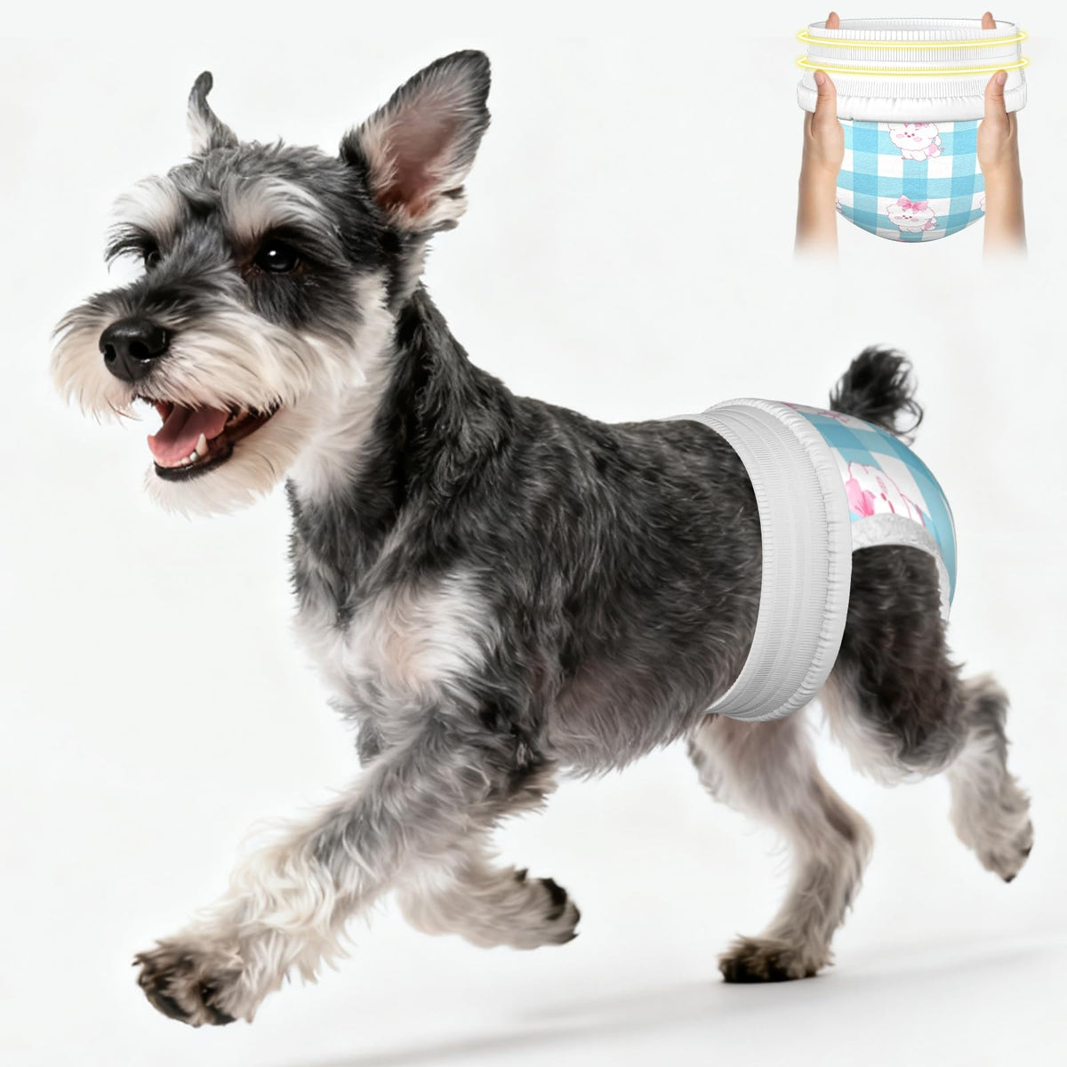 Ambreview Dog Diapers 360° fit demonstrates secure pull-on wear for comfortable dog movement