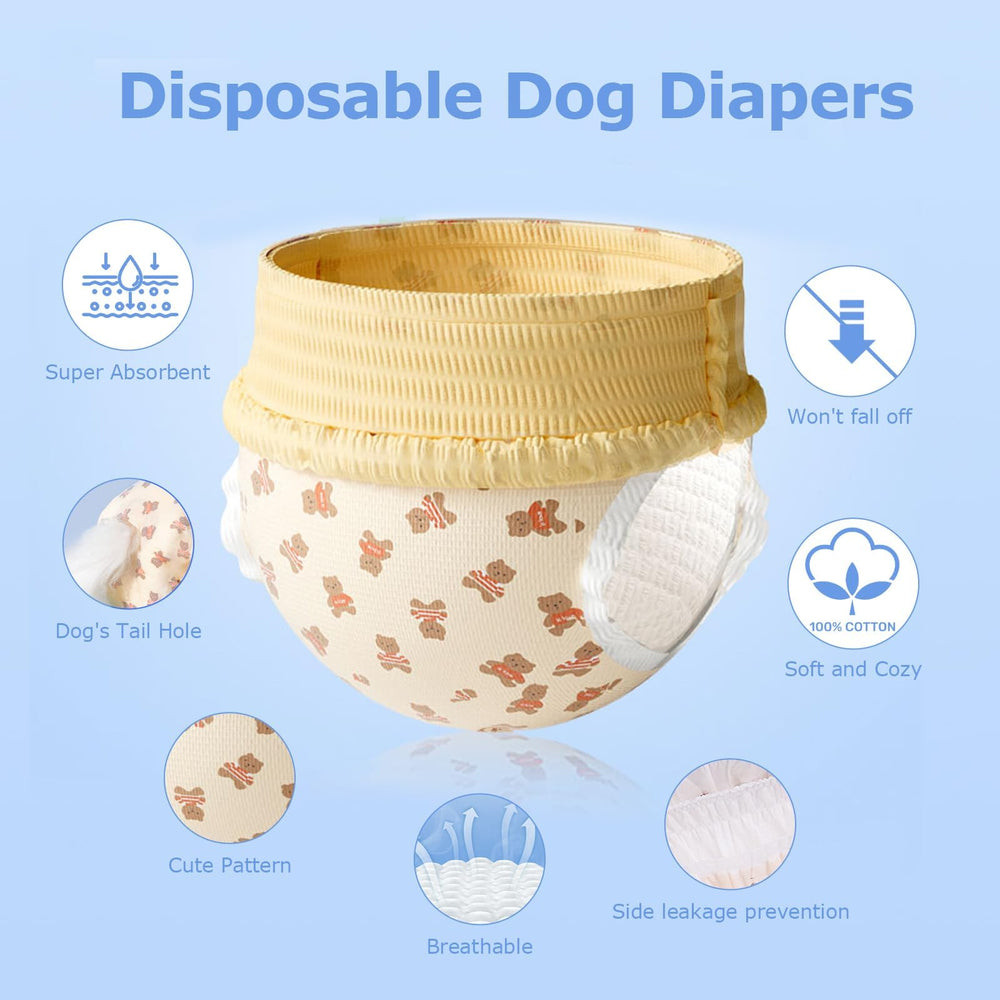 Ambreview dog diapers elastic leg openings support comfortable movement.