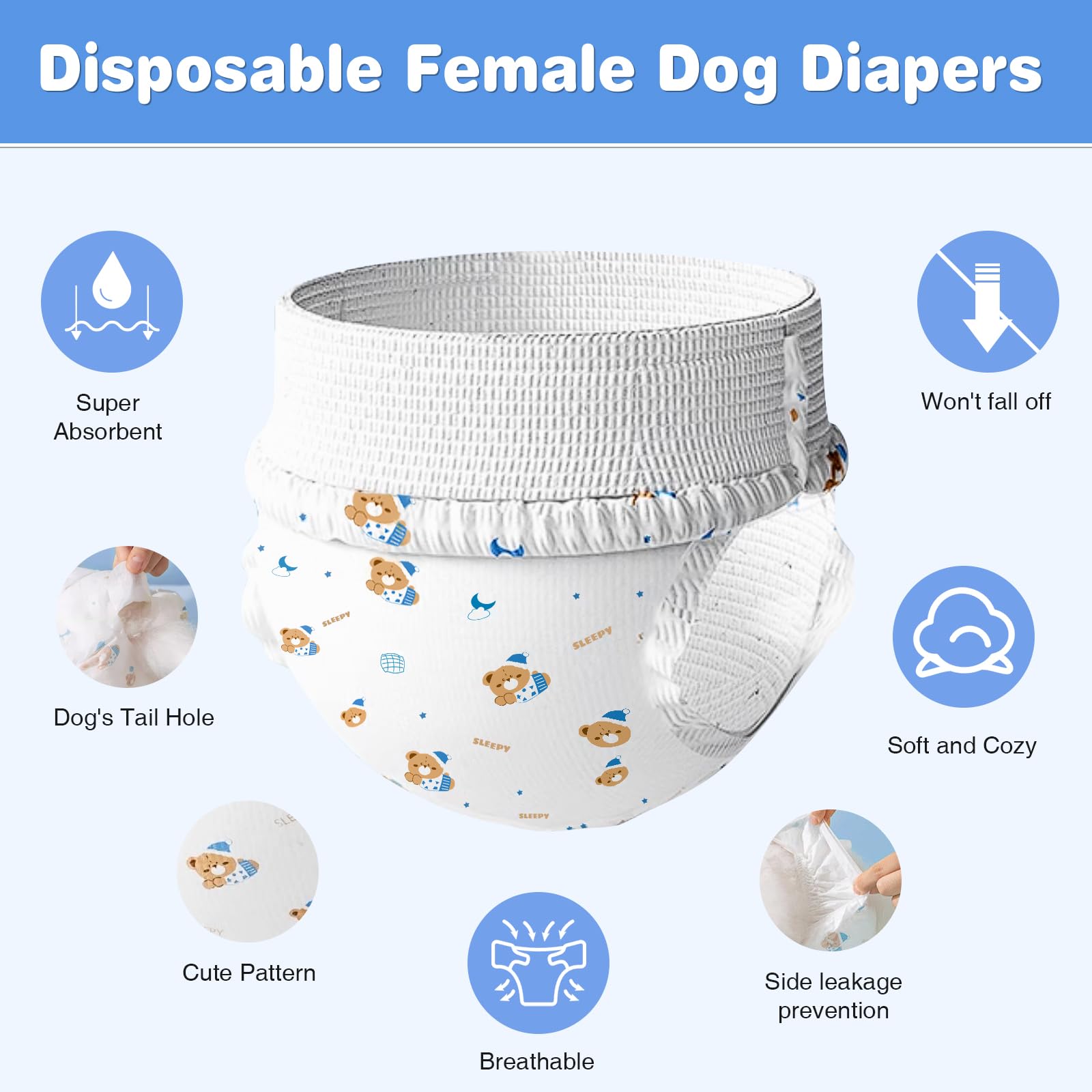 Ambreview dog diapers edge closeup illustrates leakage prevention design.