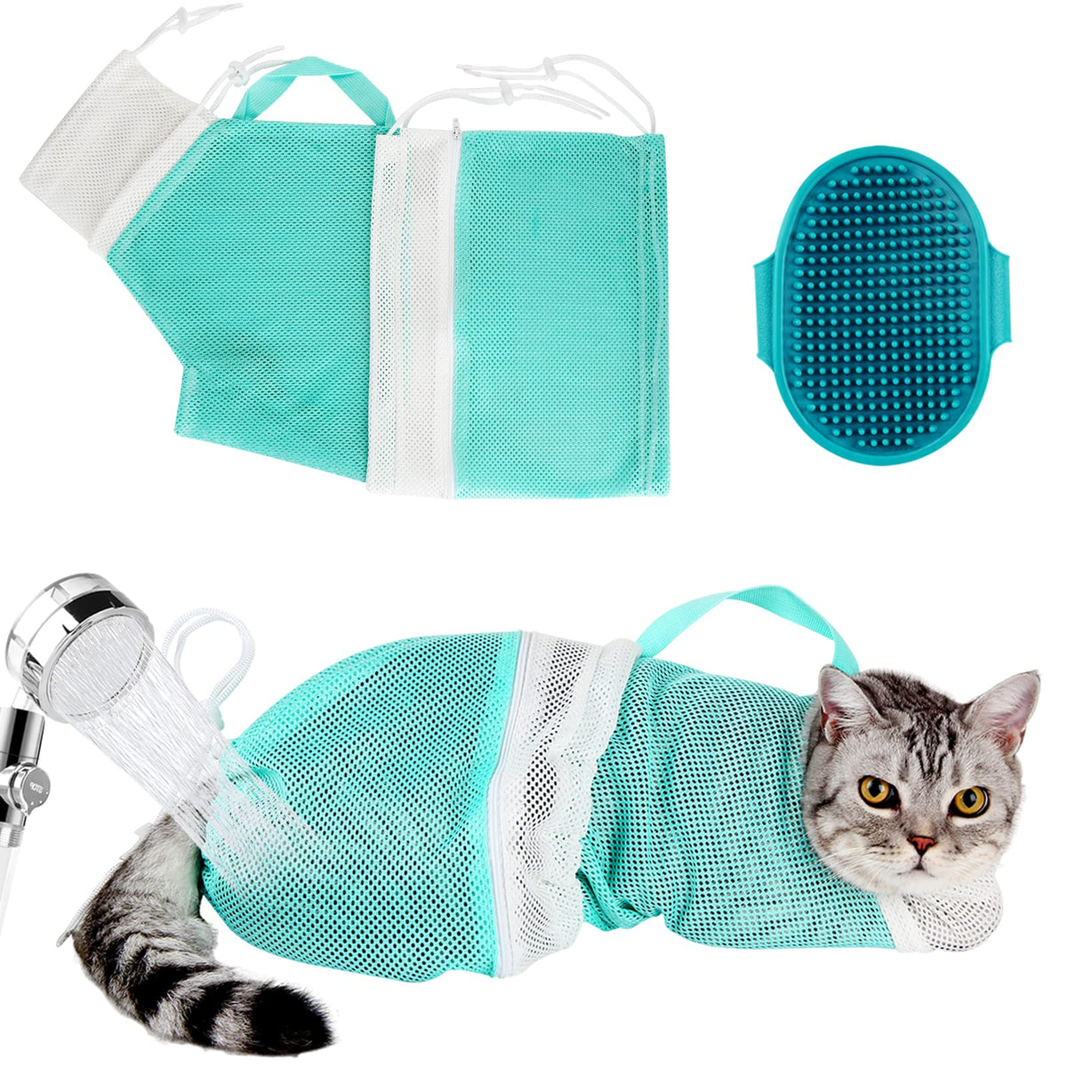 Ameami cat bathing bag full set ready for safe, controlled grooming.