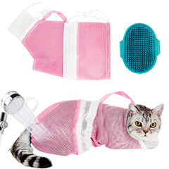Ameami cat grooming washing bag adjustable fit during bath with easy paw access