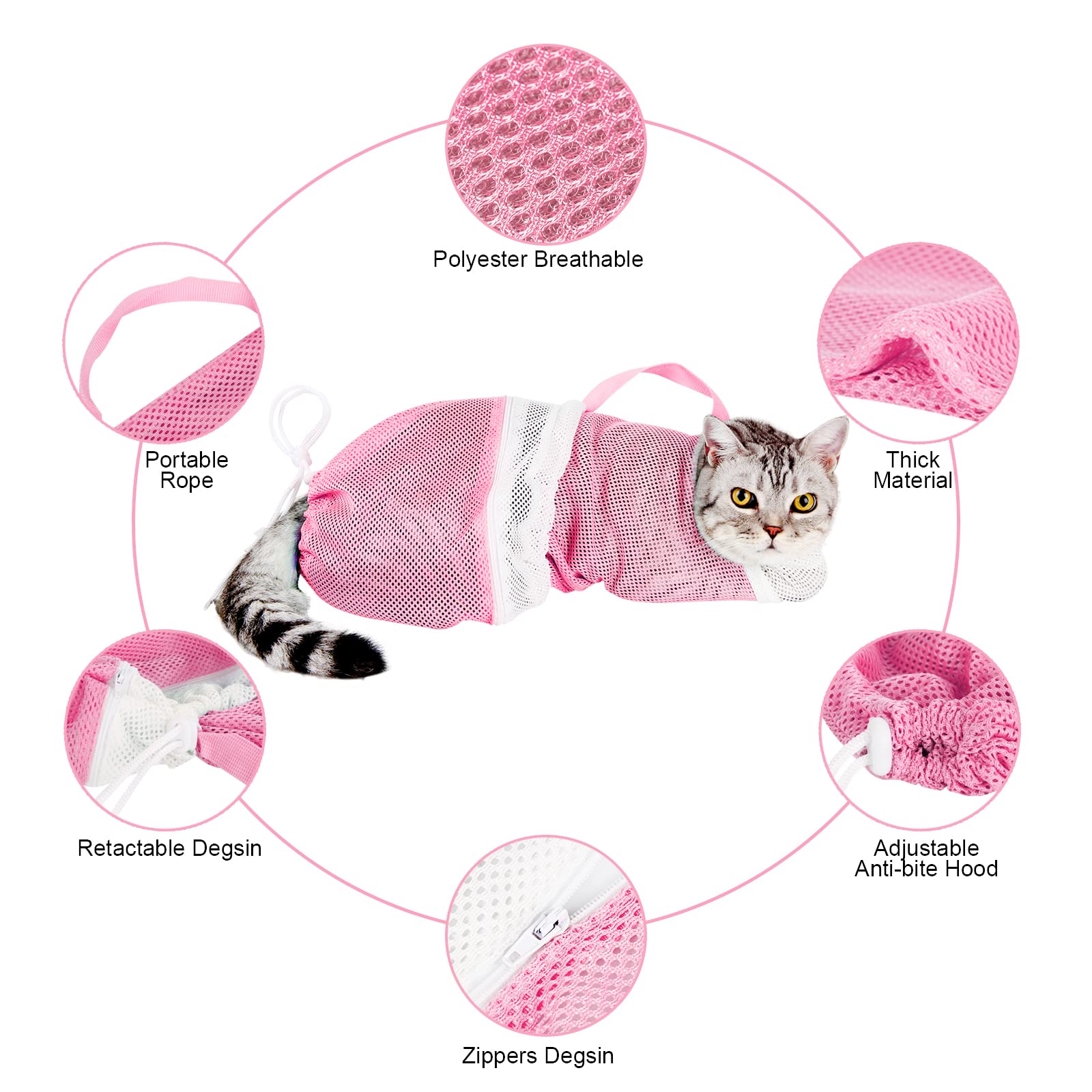 Ameami cat grooming washing bag massage brush included for gentle cleansing