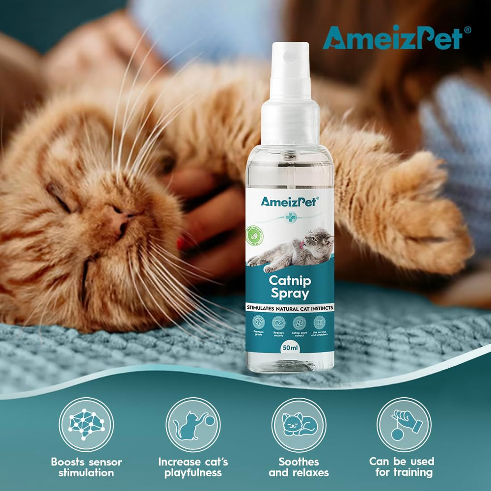 AmeizPet Catnip Spray on a cat toy to refresh playtime