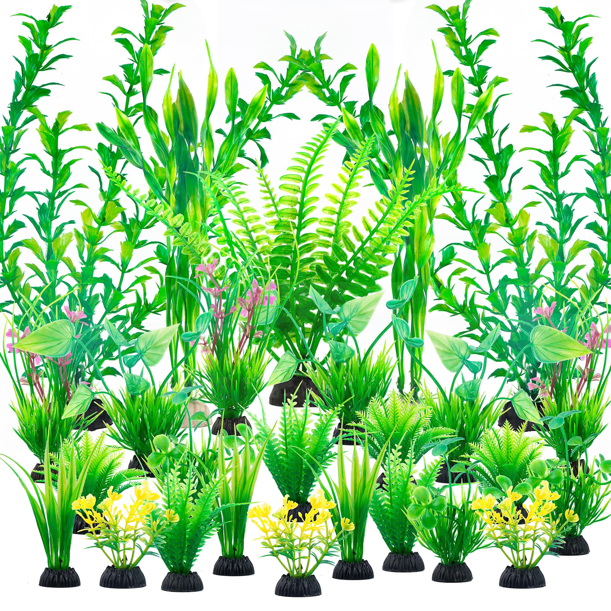 Ameliade aquarium artificial green plants closeup for realistic, fish-friendly decor