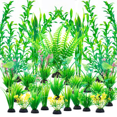 Ameliade aquarium artificial green plants closeup for realistic, fish-friendly decor