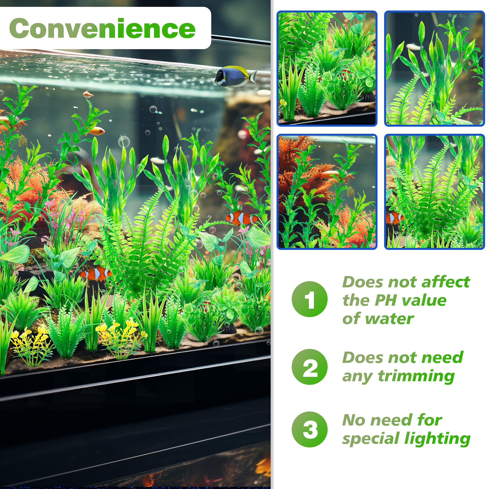 Ameliade aquarium artificial green plants betta tank setup enhances habitat