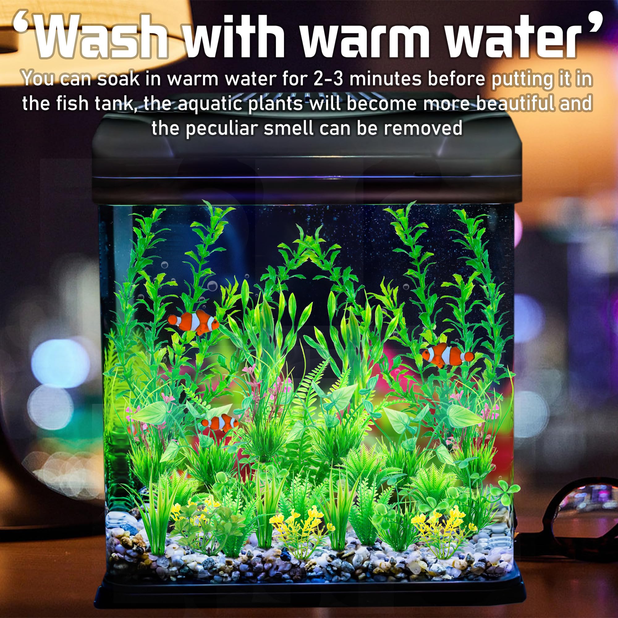 Ameliade aquarium artificial green plants provide fish hideouts and resting areas