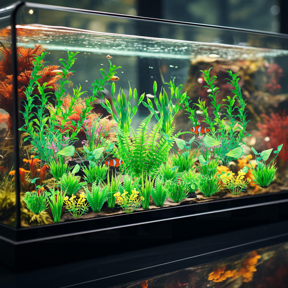 Ameliade aquarium artificial green plants leaves swaying with water movement