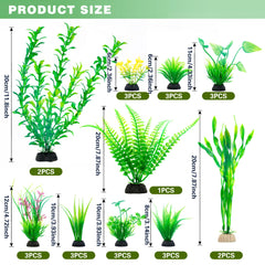 Ameliade aquarium artificial green plants varied heights collection adds depth and hiding spots
