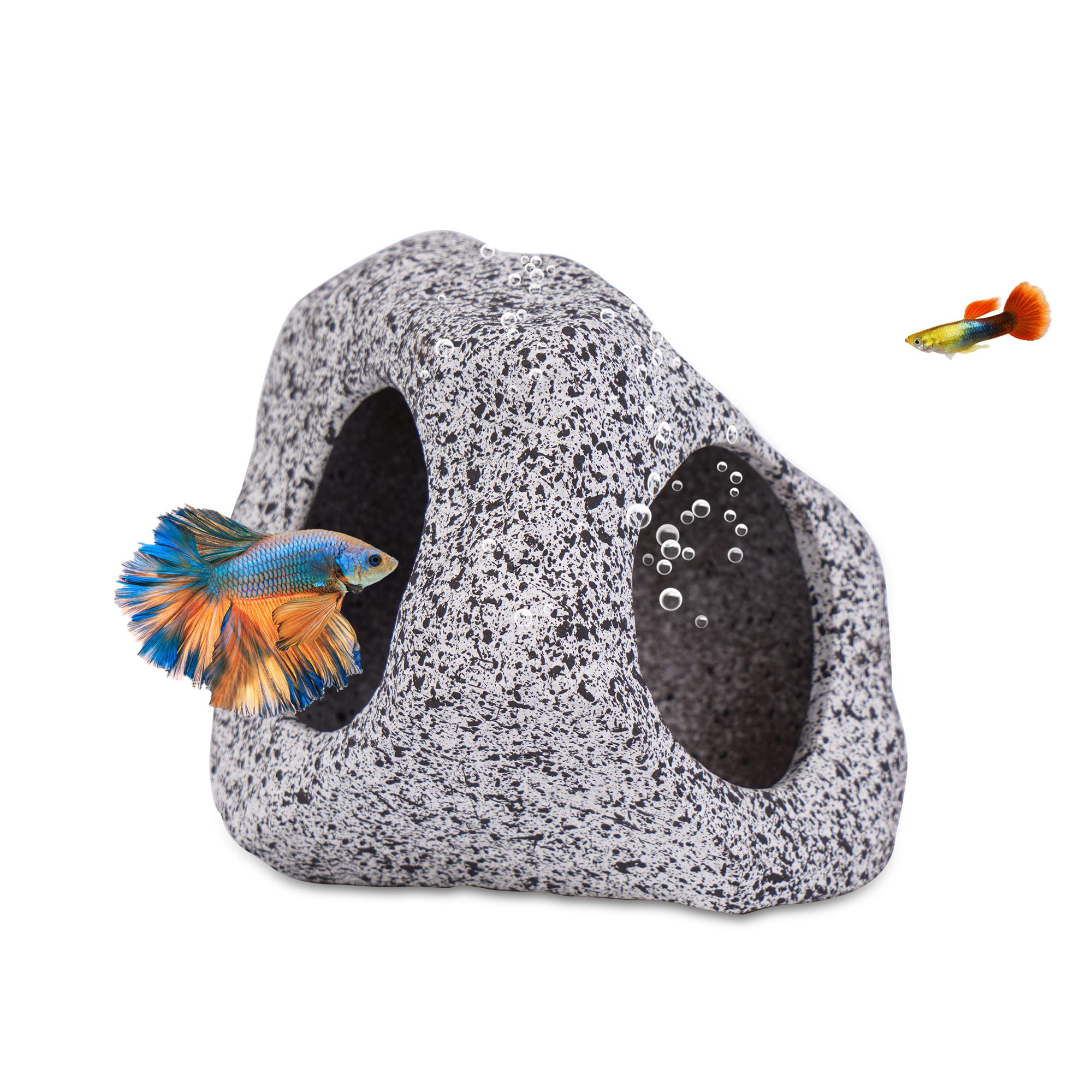Ameliade aquarium cave ceramic-texture highlights natural stone look for realistic tank decor.